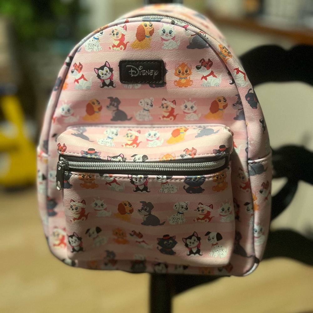 Loungefly Disney Cats & Dogs Pink Striped Dalmatian Lady Tramp Mini Backpack